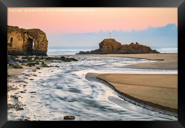 River on Perranporth Beach Framed Print by Andrew Ray