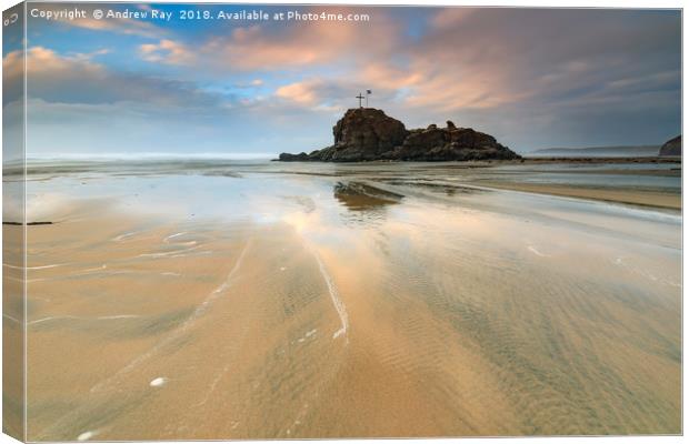 Perranporth Beach at Christmas Canvas Print by Andrew Ray