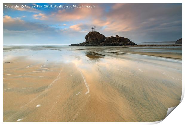 Perranporth Beach at Christmas Print by Andrew Ray