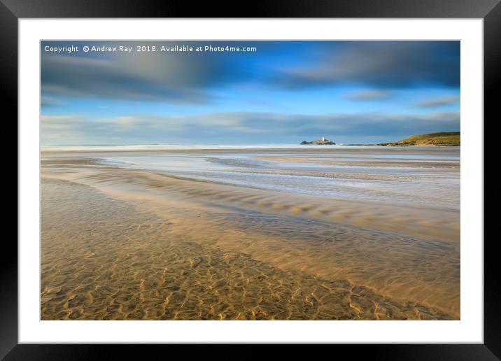 Sand patterns on Gwithian Beach Framed Mounted Print by Andrew Ray