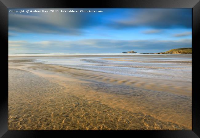 Sand patterns on Gwithian Beach Framed Print by Andrew Ray