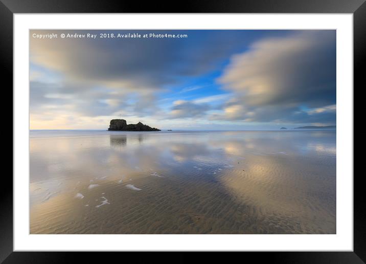 Cloud reflections (Perranporth) Framed Mounted Print by Andrew Ray