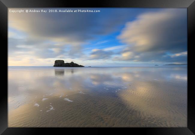 Cloud reflections (Perranporth) Framed Print by Andrew Ray