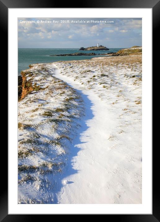 Snow covered path (Godrevy) Framed Mounted Print by Andrew Ray