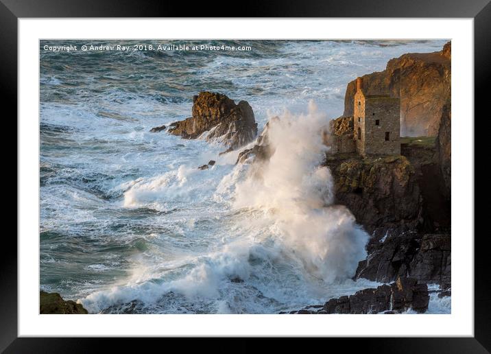 Stormy evening at Botallack Framed Mounted Print by Andrew Ray