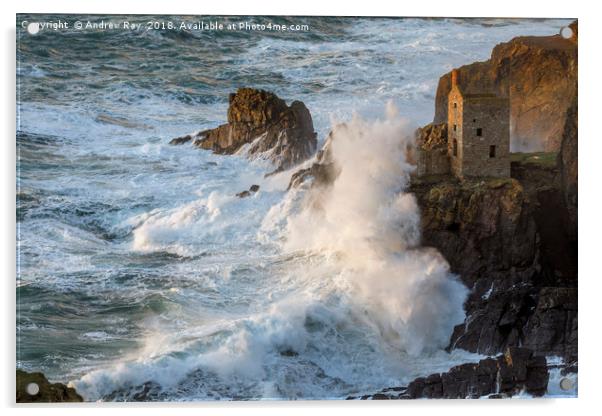 Stormy evening at Botallack Acrylic by Andrew Ray