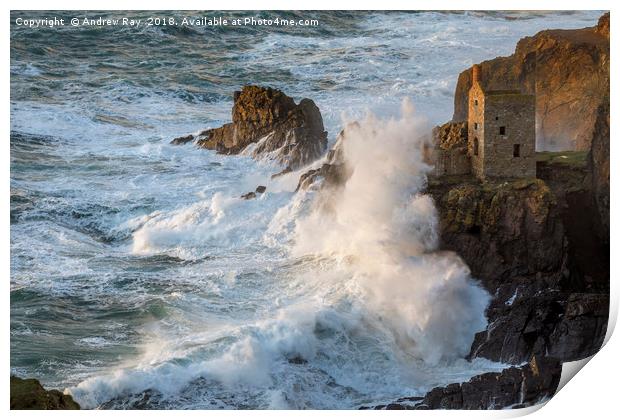 Stormy evening at Botallack Print by Andrew Ray