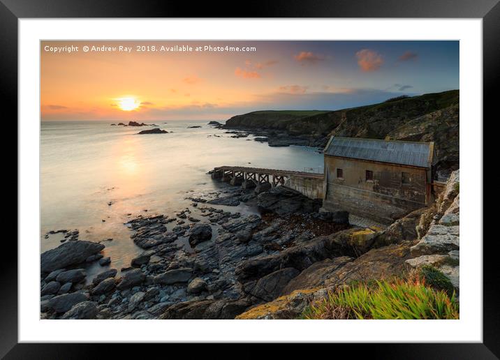 The setting sun (Lizard Point) Framed Mounted Print by Andrew Ray
