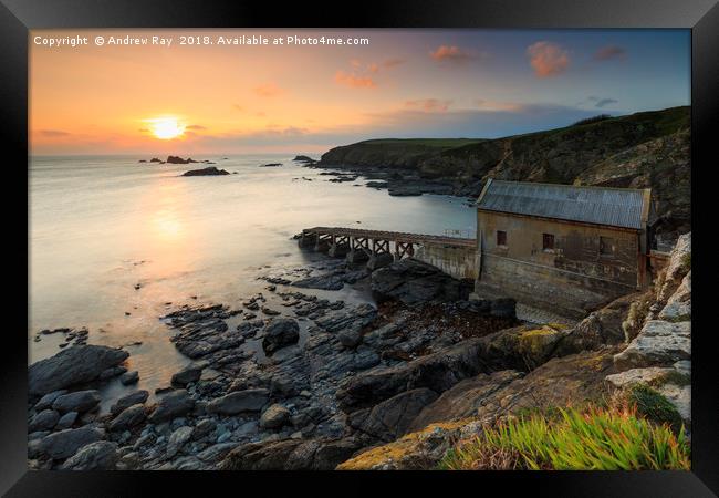 The setting sun (Lizard Point) Framed Print by Andrew Ray