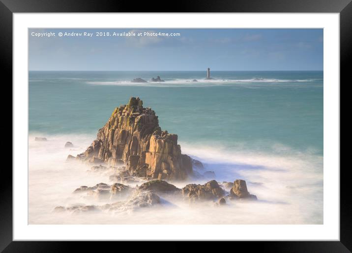 Towards Longship Lighthouse (Land's End) Framed Mounted Print by Andrew Ray