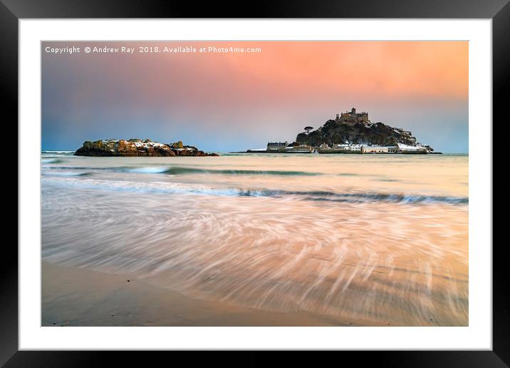 Snowy Evening (St Michael's Mount) Framed Mounted Print by Andrew Ray