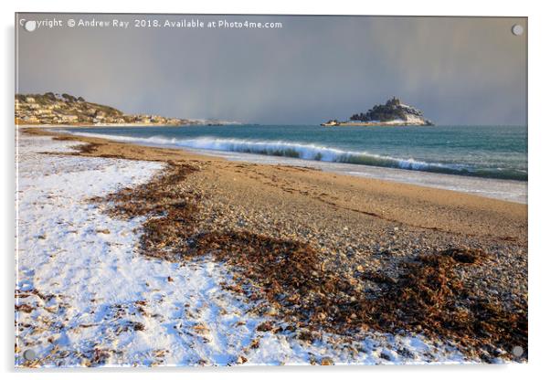 Snow at Mounts Bay Acrylic by Andrew Ray