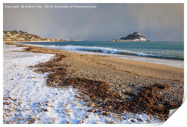 Snow at Mounts Bay Print by Andrew Ray
