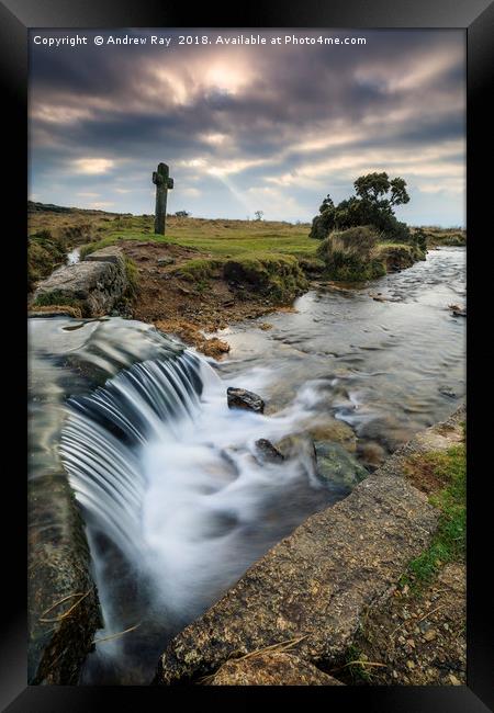 Waterfall at Windy Post Framed Print by Andrew Ray
