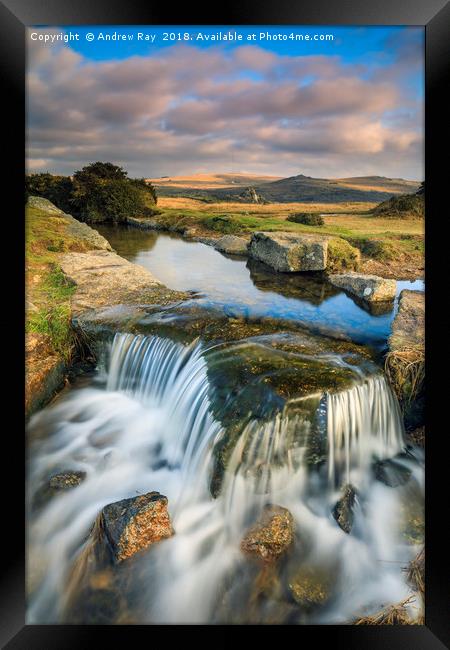 Windy Post Waterfall (Dartmoor) Framed Print by Andrew Ray