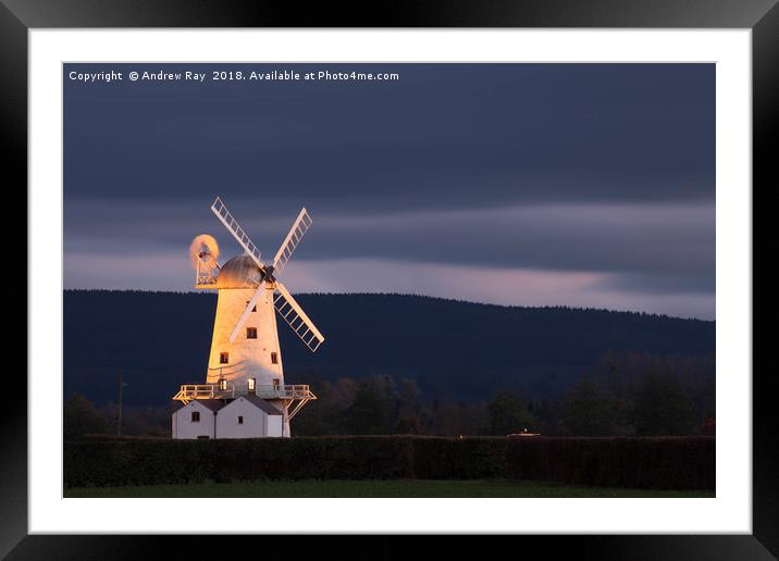 Twilight at Llancayo Windmill Framed Mounted Print by Andrew Ray
