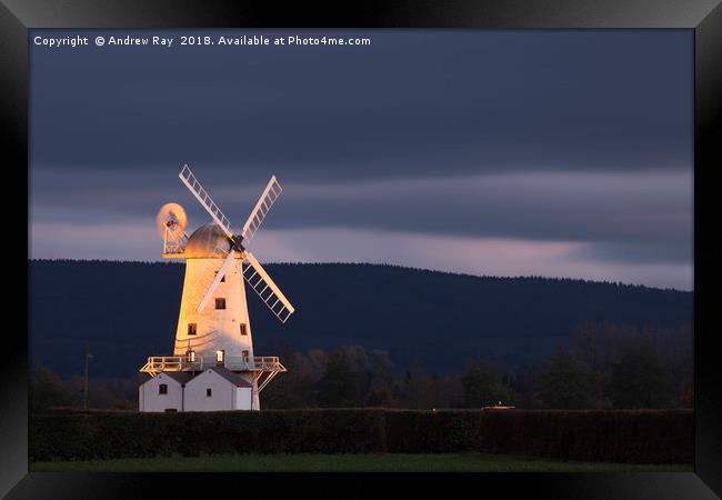 Twilight at Llancayo Windmill Framed Print by Andrew Ray