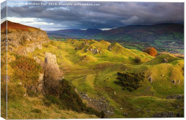 First Light on the Llangottack Escarpment Canvas Print by Andrew Ray