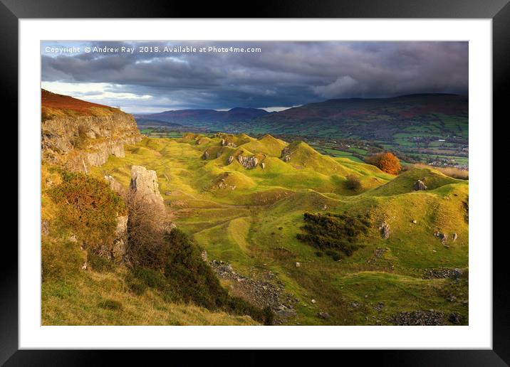 First Light on the Llangottack Escarpment Framed Mounted Print by Andrew Ray