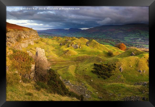 First Light on the Llangottack Escarpment Framed Print by Andrew Ray