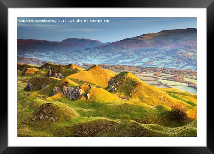 Llangattock Escarpment at first light Framed Mounted Print by Andrew Ray