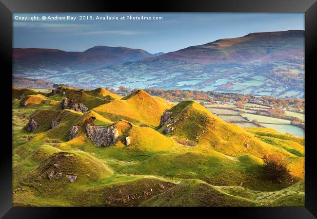 Llangattock Escarpment at first light Framed Print by Andrew Ray