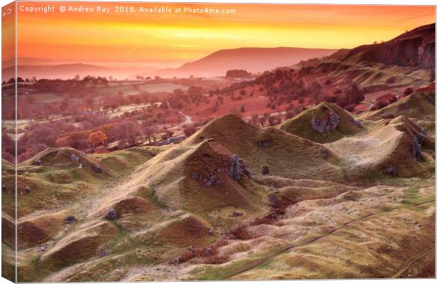 Sunrise at the Llangattock Escarpment Canvas Print by Andrew Ray