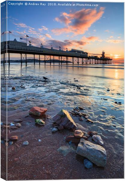 Paignton Pier at sunrise Canvas Print by Andrew Ray