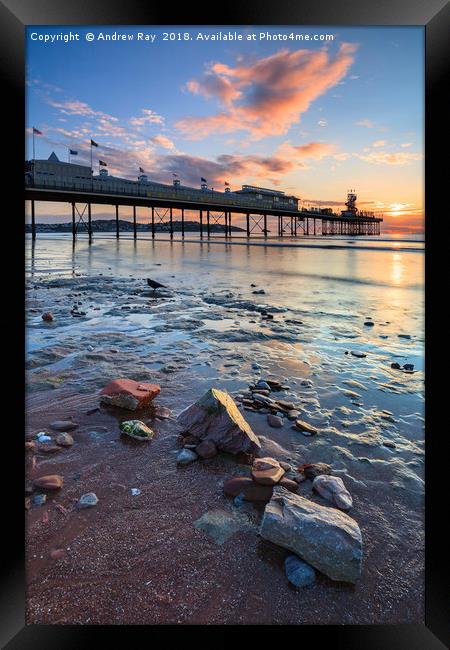 Paignton Pier at sunrise Framed Print by Andrew Ray