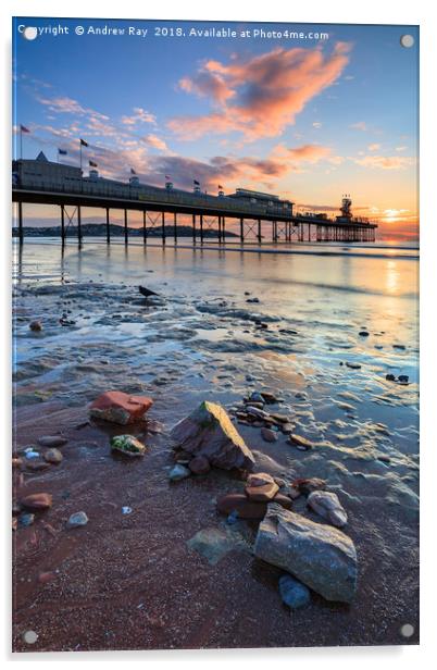 Paignton Pier at sunrise Acrylic by Andrew Ray