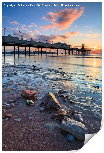 Paignton Pier at sunrise Print by Andrew Ray