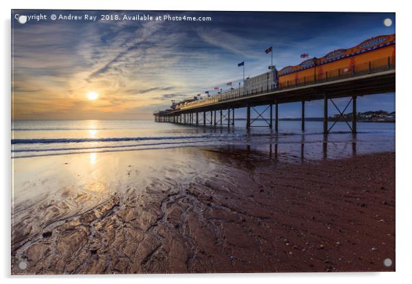 The rising sun (Paignton Pier) Acrylic by Andrew Ray