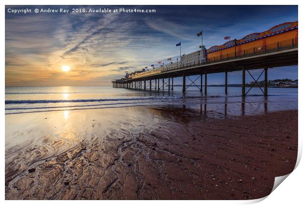 The rising sun (Paignton Pier) Print by Andrew Ray