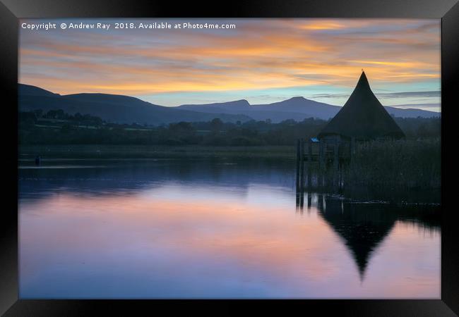 Llangorse Lake at sunset Framed Print by Andrew Ray