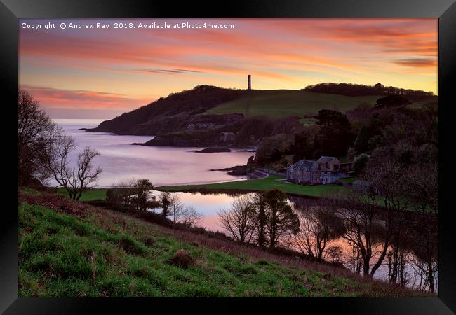 Polridmouth Cove at sunset Framed Print by Andrew Ray