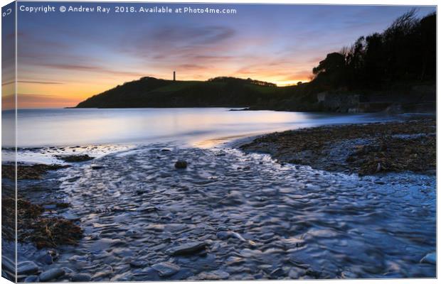 Stream at sunset (Polridmouth Cove) Canvas Print by Andrew Ray