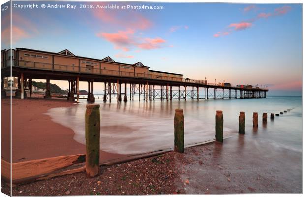 Teignmouth Pier at sunset Canvas Print by Andrew Ray