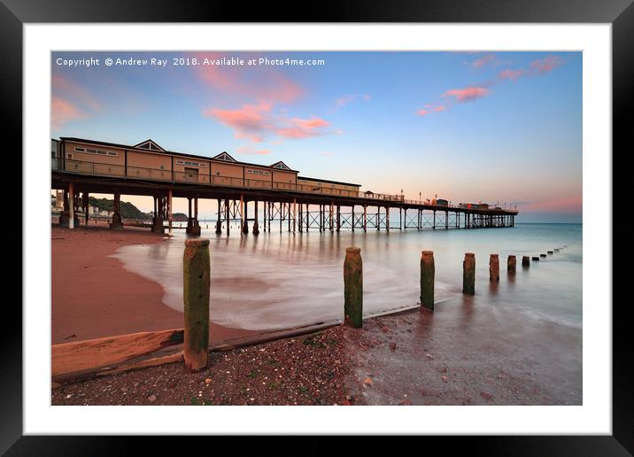 Teignmouth Pier at sunset Framed Mounted Print by Andrew Ray