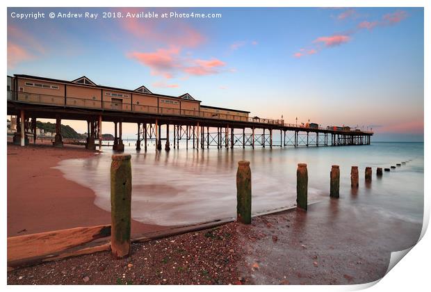 Teignmouth Pier at sunset Print by Andrew Ray