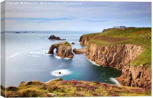 Pordennack Point view (Land's End) Canvas Print by Andrew Ray
