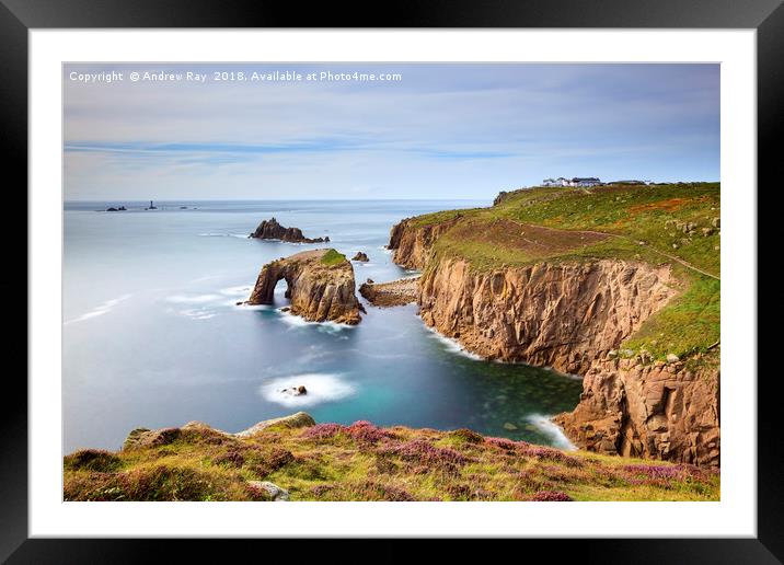 Pordennack Point view (Land's End) Framed Mounted Print by Andrew Ray