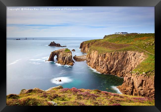 Pordennack Point view (Land's End) Framed Print by Andrew Ray