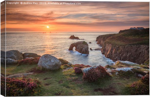 Towards the setting sun (Land's End) Canvas Print by Andrew Ray