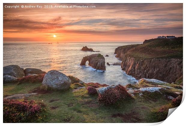 Towards the setting sun (Land's End) Print by Andrew Ray