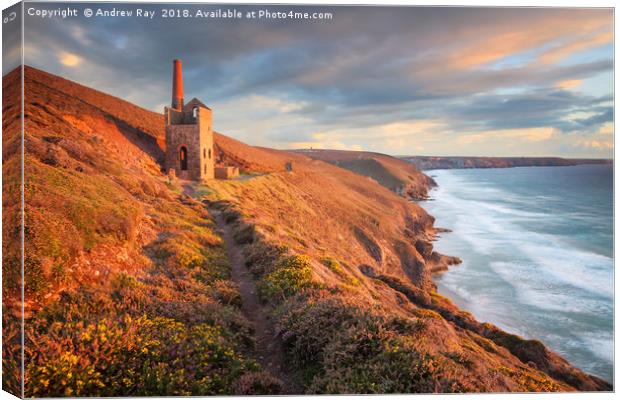 Last light at Wheal Coates Canvas Print by Andrew Ray