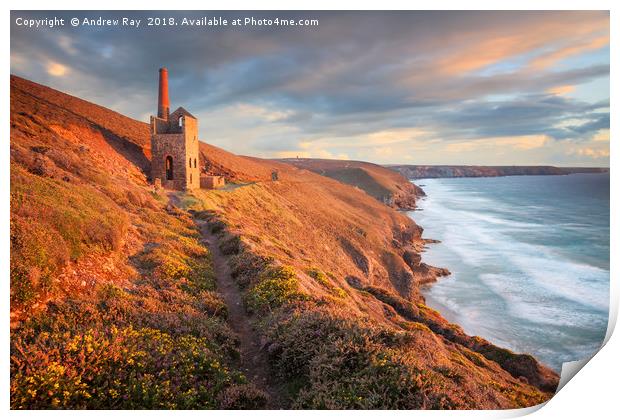 Last light at Wheal Coates Print by Andrew Ray
