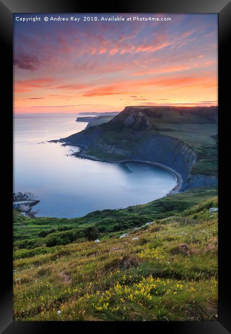 Chapman's Pool at Sunset by Andrew Ray Framed Print by Andrew Ray
