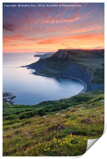 Chapman's Pool at Sunset by Andrew Ray Print by Andrew Ray