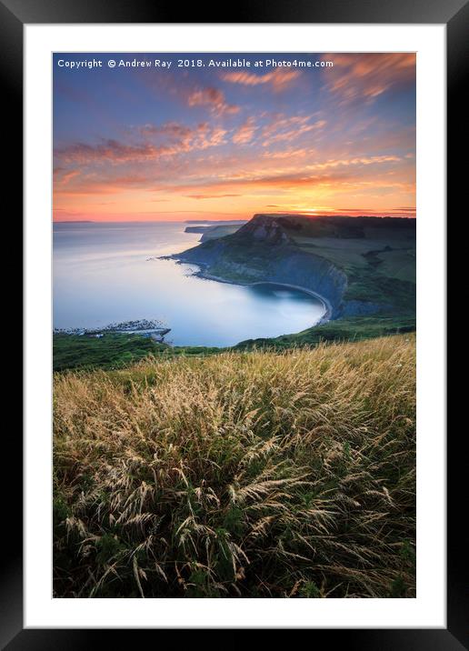 Sunset over Chapman's Pool by Andrew Ray Framed Mounted Print by Andrew Ray