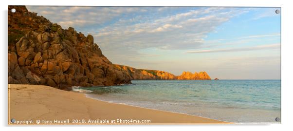 Porthcurno Beach, Treen Cliffs, Cornwall, England Acrylic by Tony Howell